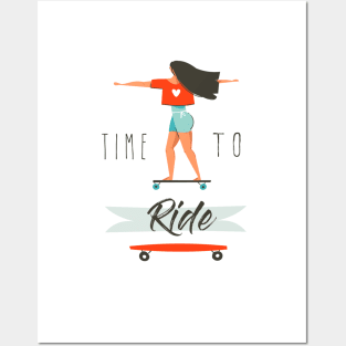 TIME TO RIDE GIRL SURFING Posters and Art